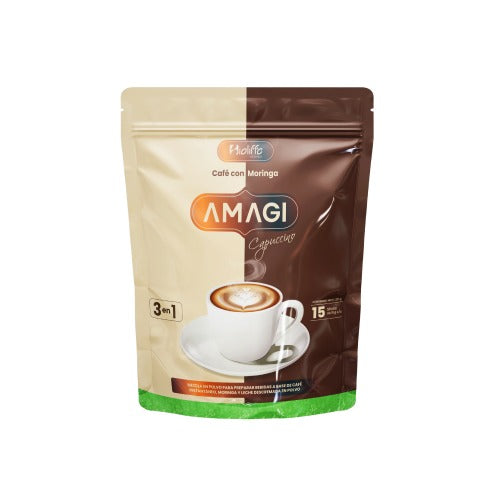 Amagi Cappuccino x15 Sticks Bioliffe - Café con Moringa 3en1 caja 225g