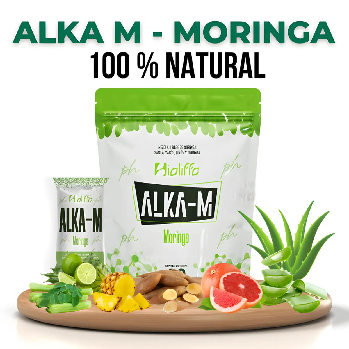 Alka-M Moringa Bioliffe - 100% natural con moringa, yacón, limón y toronja