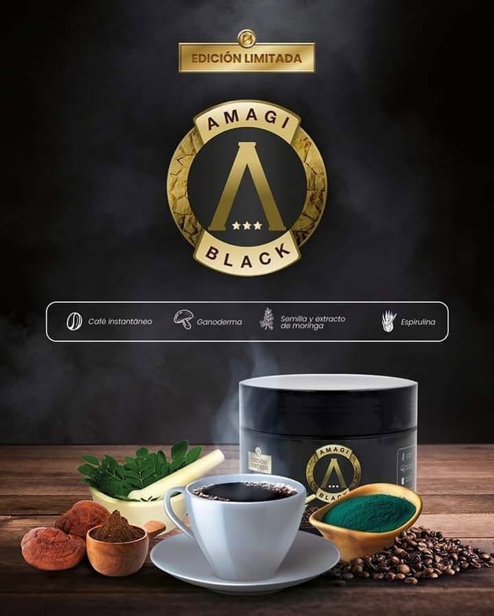 Amagi Black Pote Bioliffe - Café con Moringa, Ganoderma, Spirulina y Alcaí