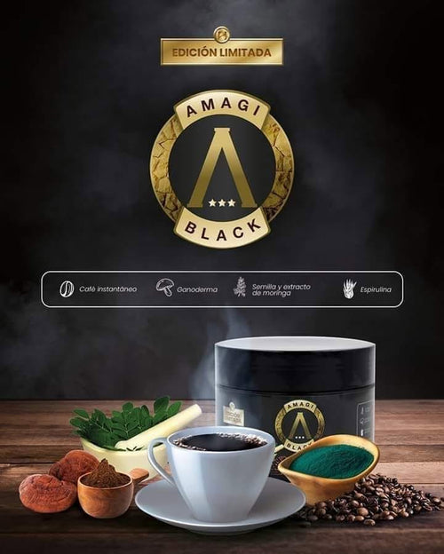Amagi Black Pote Bioliffe - Café con Moringa, Ganoderma, Spirulina y Alcaí