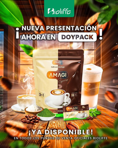 Amagi Cappuccino Doypack Bioliffe - Nueva presentación 15 sticks de 15g