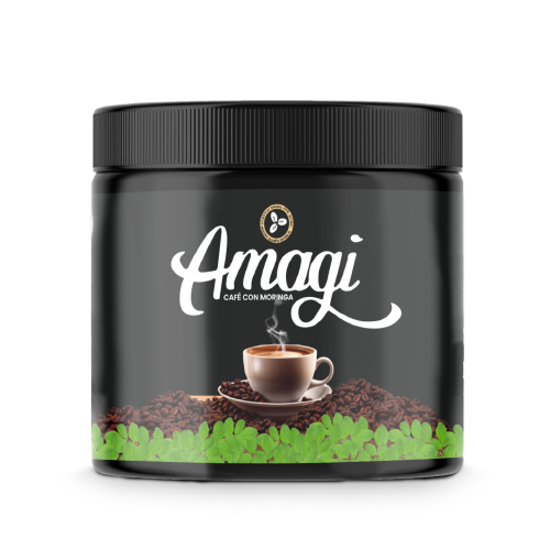 Amagi 3 en 1 Pote Bioliffe - Café con Moringa en envase rígido con tapa de rosca
