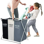 Cesto De 3 Divisiones Para Lavandería Dormitorio Plegable