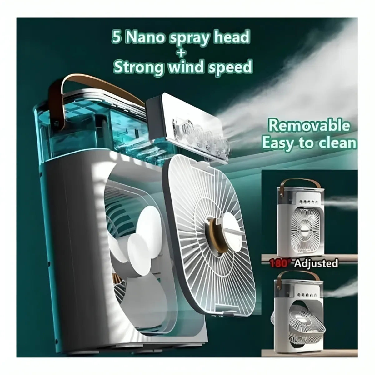 Mini Ventilador Humidificador Aromatizador Temporizador LED Portátil Blanco