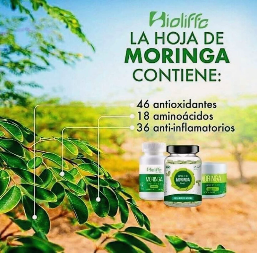 Cápsulas de Moringa Bioliffe - Vitamina C, ácido clorogénico, betacaroteno, quercetina