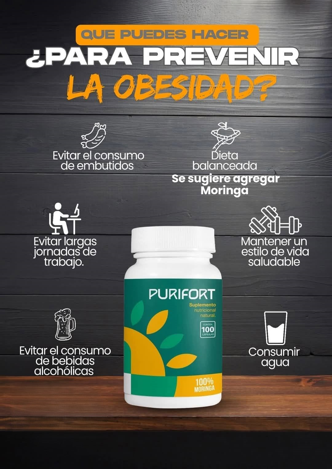 Purifort Bioliffe - Prevenir la obesidad con moringa, dieta balanceada y estilo de vida saludable