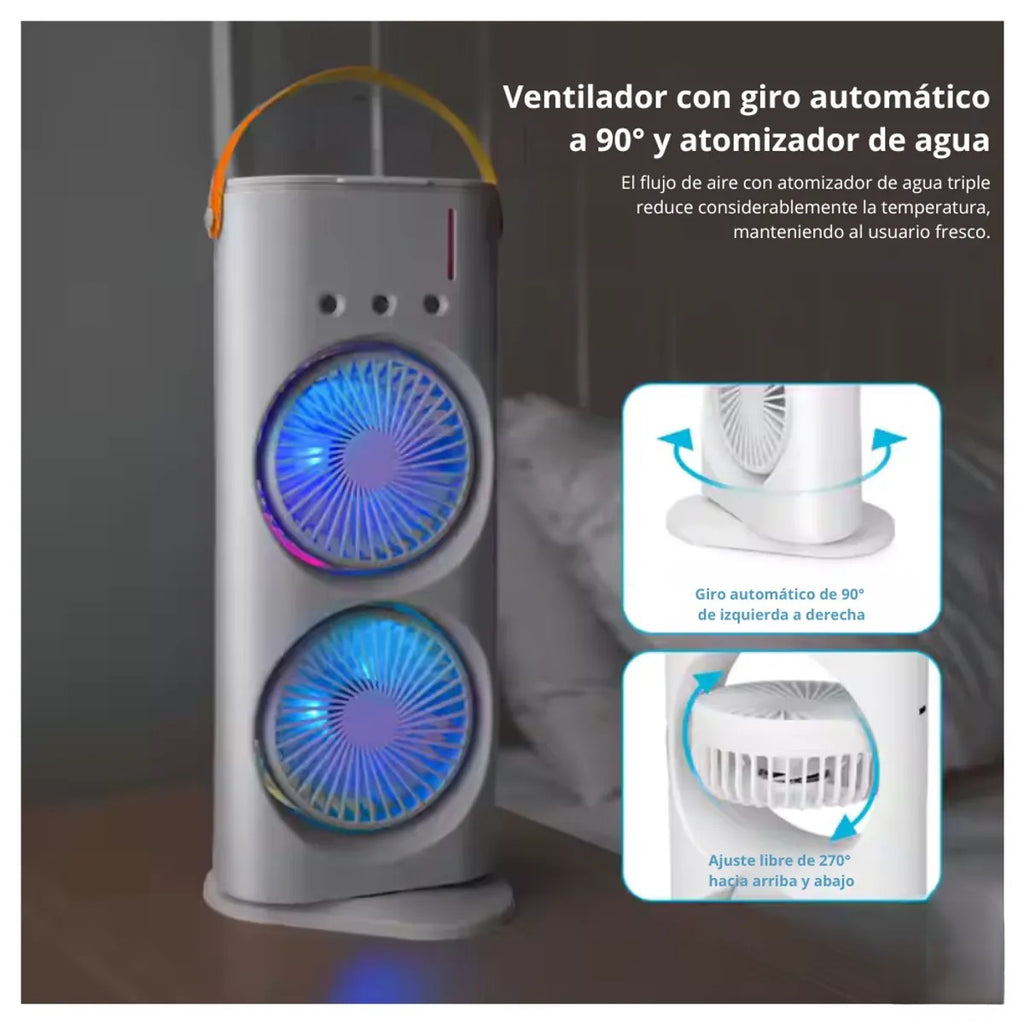 Ventilador aire acondicionado portatil humidificador recargable giratorio