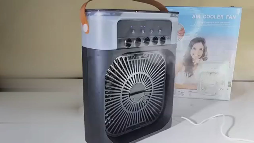 Mini Ventilador Humidificador Aromatizador Temporizador LED Portátil Blanco