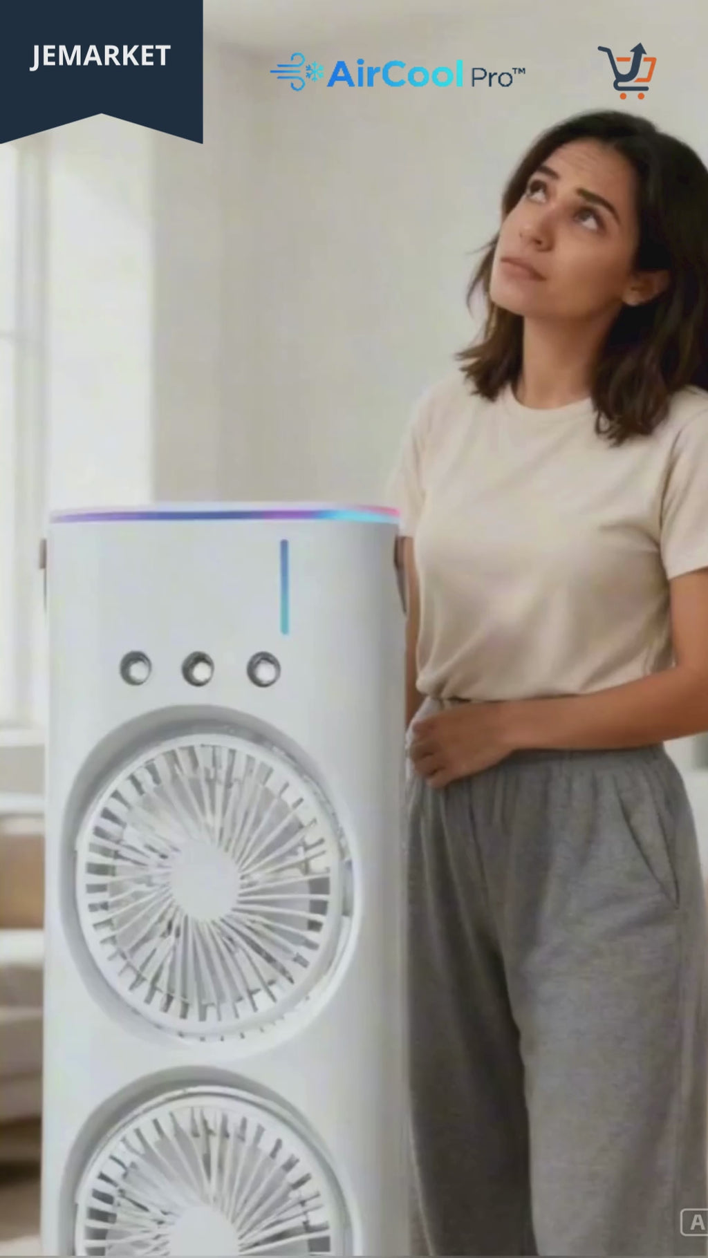 Ventilador aire acondicionado portatil humidificador recargable giratorio