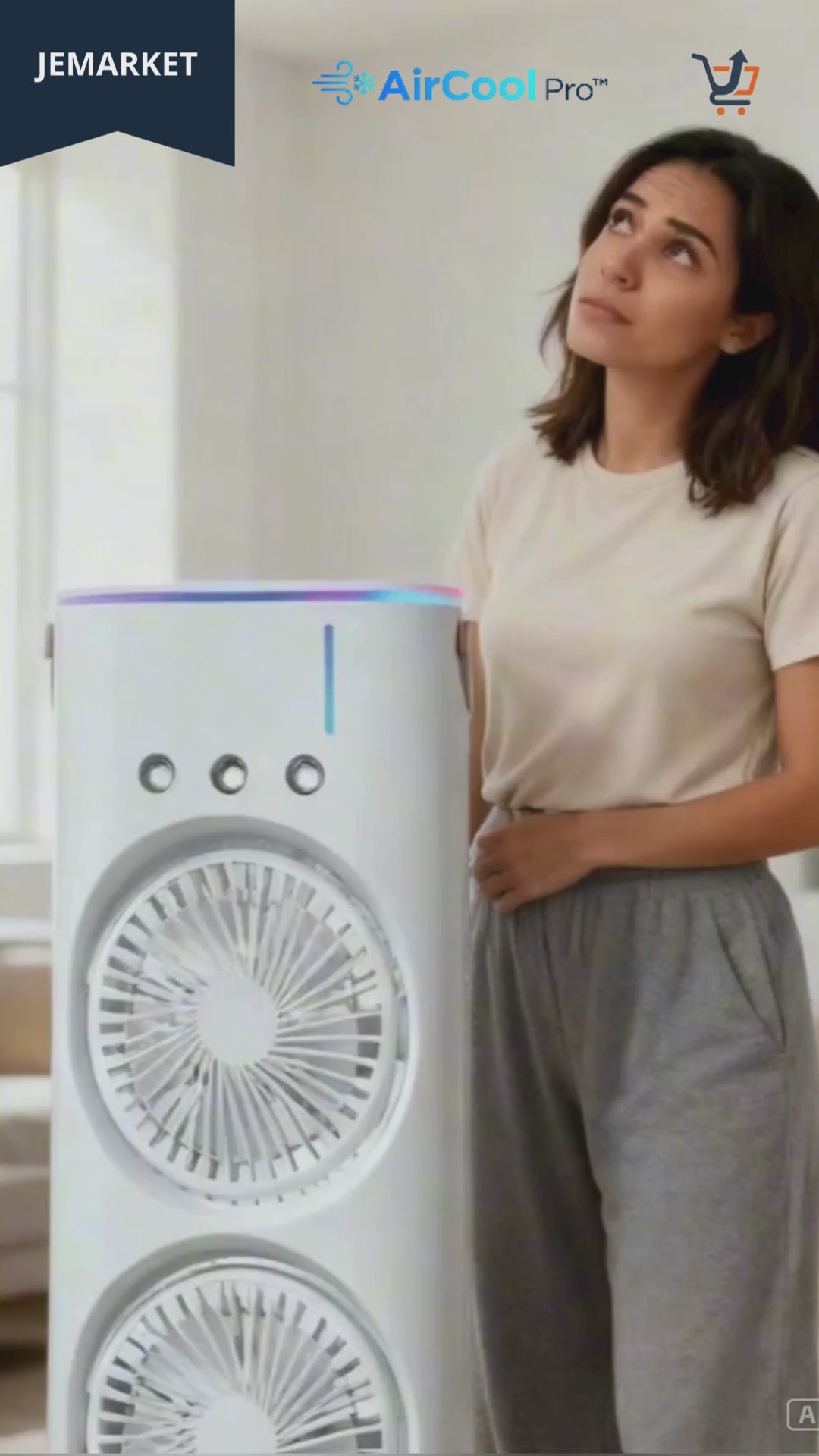 Ventilador aire acondicionado portatil humidificador recargable giratorio